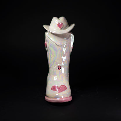 White Cowgirl Space Boot Carafe