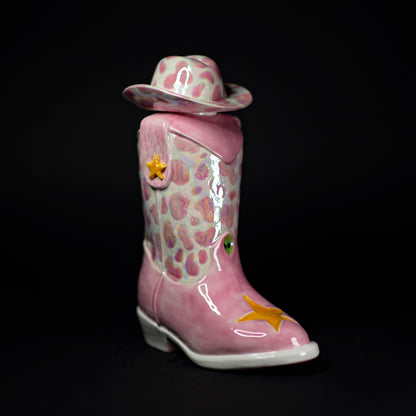 Pink Cowgirl Space Boot Carafe