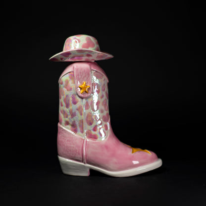 Pink Cowgirl Space Boot Carafe