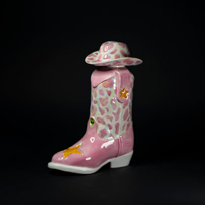 Pink Cowgirl Space Boot Carafe